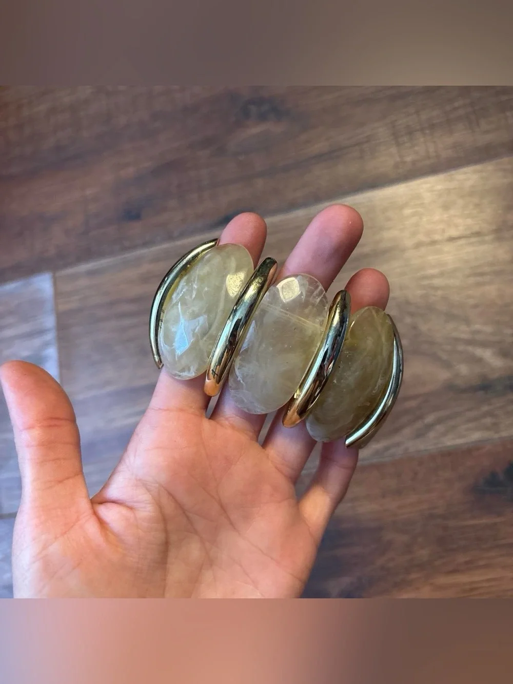Vintage Brown & Gold Elastic Cuff Bracelet